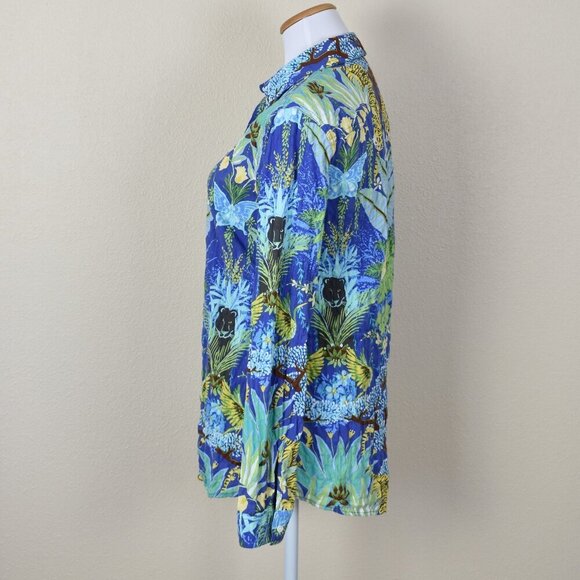 J. McLaughlin Jungle Print Button Front Blouse S - Picture 6 of 7